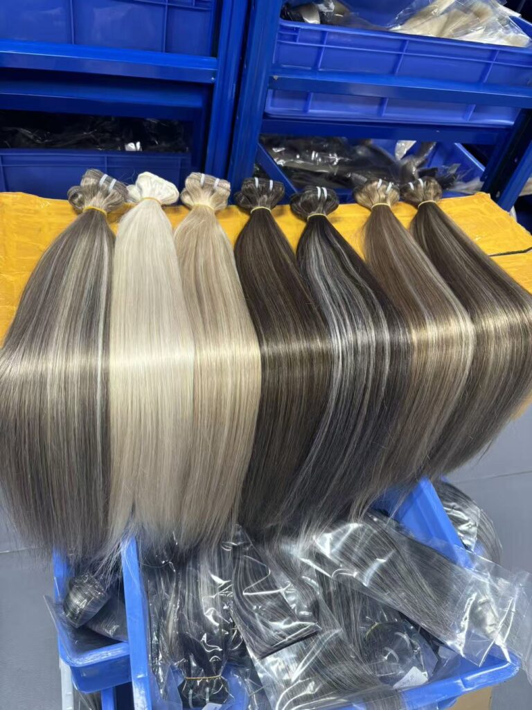 Hand tied soft genius weft wefted raw virgin hair bundles direct supply for b2b hair vendors bulk order