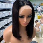 13x4 lace frontal bob 　wig pack deal　human hair wig, middle part style, mannequin display inside wig factory warehouse, wholesale wig pack