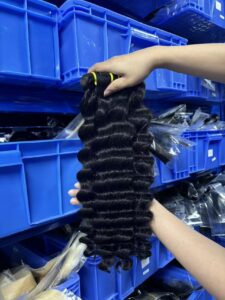 2026 cheap deep wave bundles bulk raw human hair weft, tight springy deep curl, factory warehouse stock for wholesale hair vendors