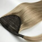 Chinese raw hair ponytail close up, silky straight hair detail