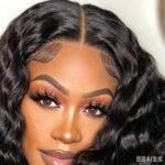 HD Lace Front Detail Deep Wave Water Wave Wig, Pre-plucked Hairline Baby Hair Natural Black Human Hair For French European Clients