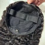 3 In 1 Half Wig inner cap closeup, adjustable drawstring and clips human hair half wig