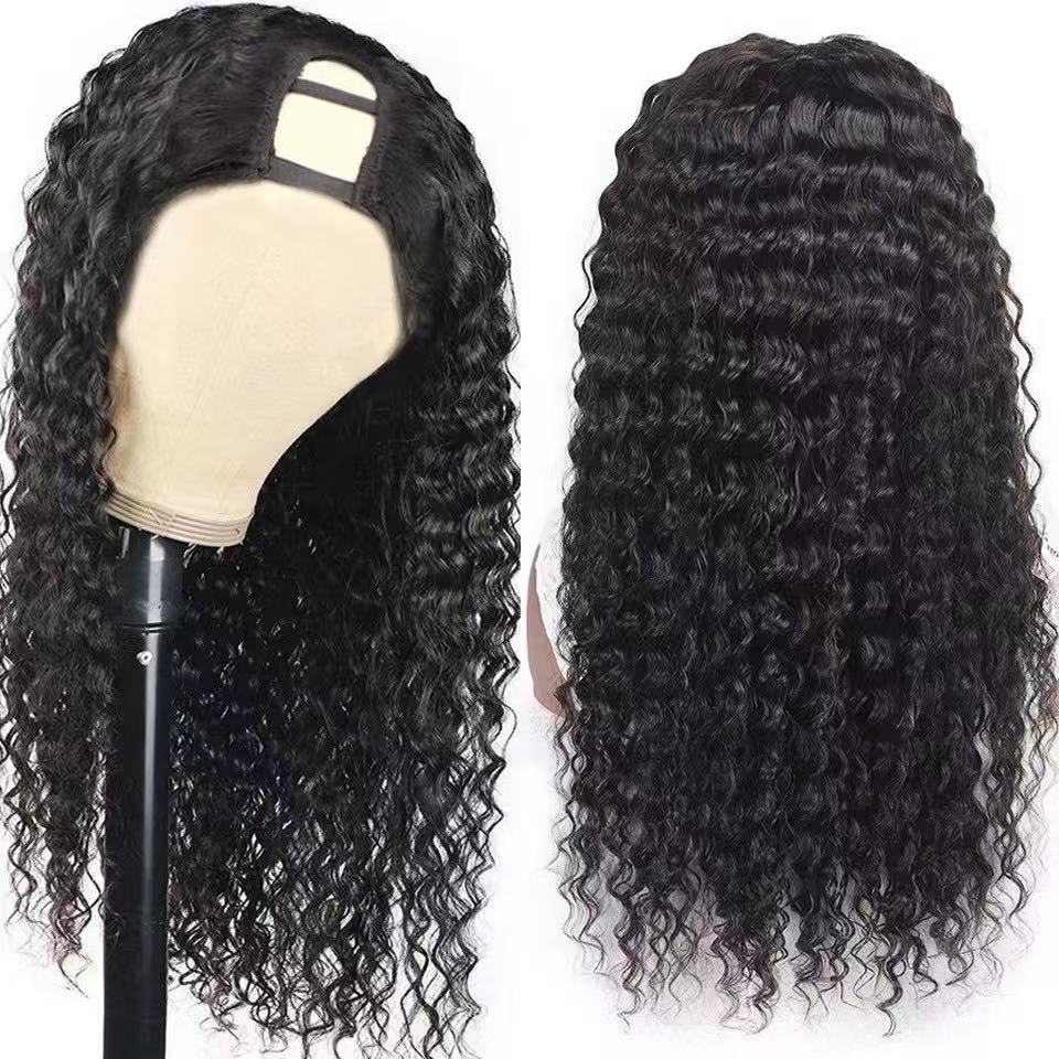 Human hair u part wig wholesale, bouncy curl texture, easy install, human hair wig for protective style