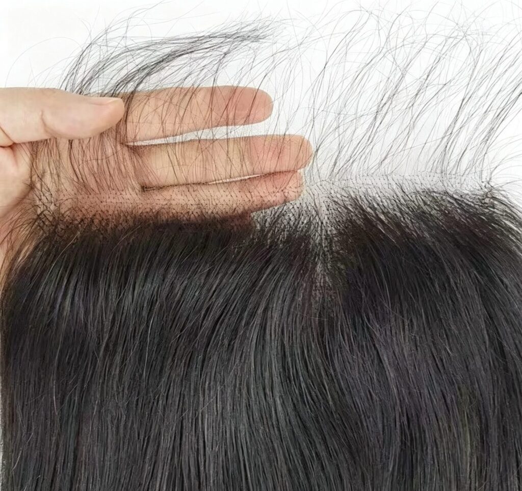 Melt skin HD lace closure and frontal pre-plucked baby hair, natural black human hair, invisible transparent HD lace