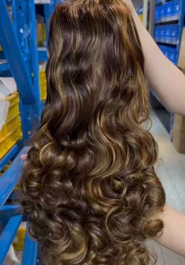 OEM Colored Bouncy Curly Glueless Wig piano highlight bouncy curly human hai