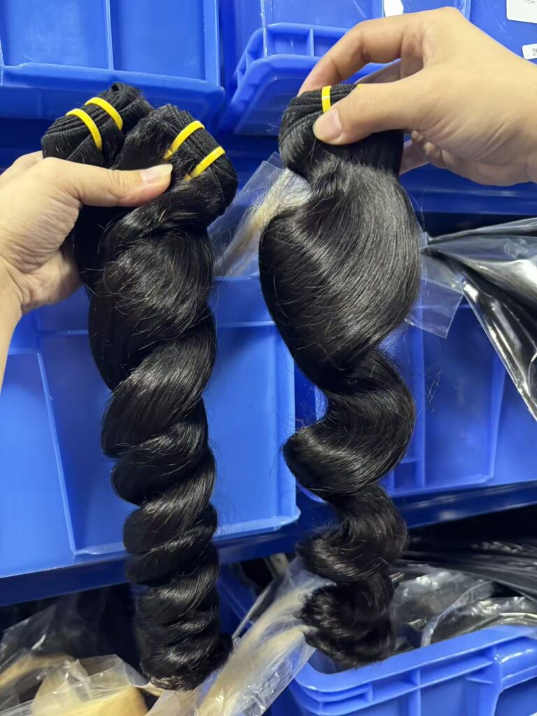 Wholesale human hair loose wave bundles, raw virgin hair wefts, factory bulk stock for hair vendors