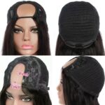 U part wig cap inner structure display, U shape opening, adjustable straps and clips, 2x4 inch parting space, human hair wig cap