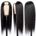 Straight U part wig human hair mannequin display, sleek straight texture, U part opening, wholesale human hair wig