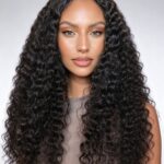 V Part Glueless No Leave Out Human Hair Wig Deep Wave No Lace Part Wig