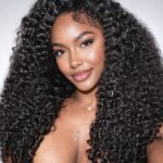 V Part Glueless No Leave Out Human Hair Wig Kinky Curly No Lace Part Wig