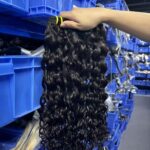 Virgin water wave human hair bundles bulk supply, tangle free wet look curly virgin hair for salon inventory